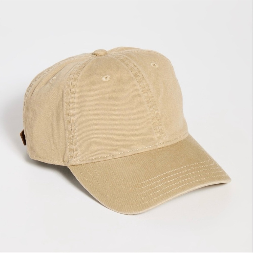 MWL Madewell The Cotton Baseball Hat Cap Tan Beige Leather Strap Casual Comfy OS